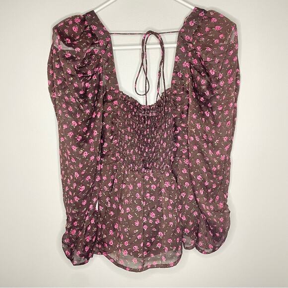 NWT New ASTR The Label Floral Print Smocked Babydoll Top Size L - Picture 12 of 12